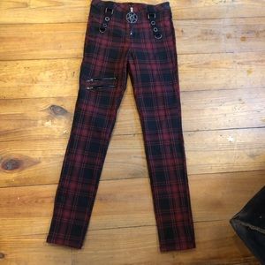 Killstar goth red and black plaid pants women’s size medium